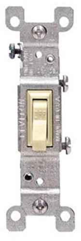 Leviton 15 Amp, 120 Volt, Toggle Framed 3-Way AC Quiet Switch, Residential Grade, Grounding, Quickwire Push-In & Side Wired, 1453-2I, Ivory