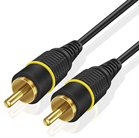 TNP Cable coaxial Digital RCA Macho a RCA Macho para Subwoofer S/PDIF, Cable Compuesto de Video con Conectores chapados en Oro para Reproductor de DVD, CD, SA-CD, D-VHS y A/V (35 pies / 10M)