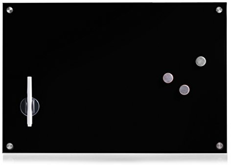 Zeller 11651 - Lavagnetta memo in Vetro Effetto Legno, Nero, 60 x 40 cm