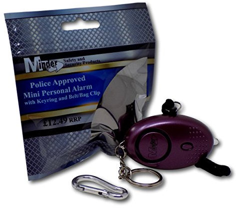 Minder® 140db Police Approved Mini Minder Loud Personal Staff Panic Rape Attack Safety Security Alarm Keyring w/Torch - Secured by Design Approved (Police Preferred Specification) (Purple)