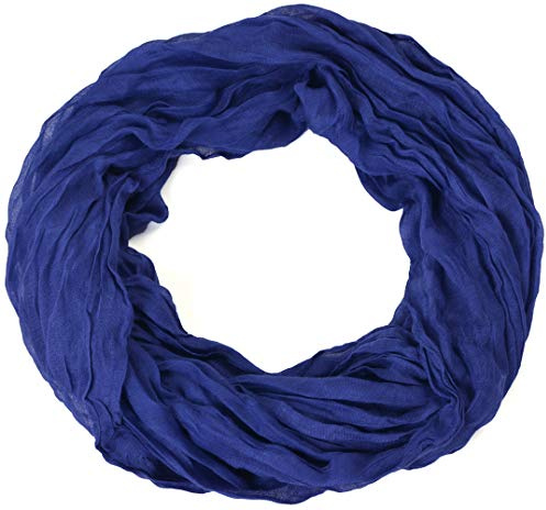 Krinkle Loop, sciarpa effetto stropicciato, in tinta unita, ideale per primavera, estate e autunno, 70 x 180 cm Marine Rund M