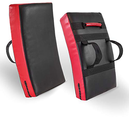 Lions Focus Curved Kick Arm Pads Strike Shield Boxing Punching Martial Arts MMA Mitt (Black)