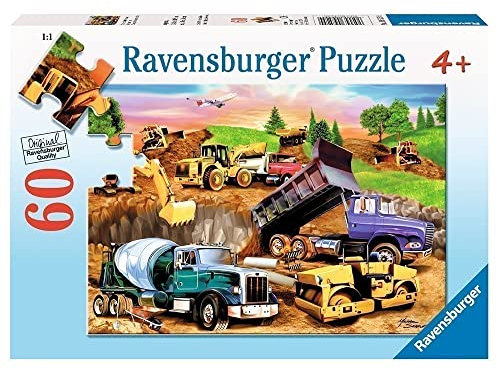 Ravensburger - Construction Crowd - 60 Piece Jigsaw Puzzle - Exciting, Vibrant Colors - Earth Movers, Trucks & More - Larger Pieces - Premium Quality - Ideal Gift - Screen-Free Fun - Children Age 4+