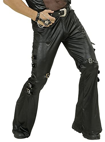 W WIDMANN MILANO Party Fashion - Pantalone da rocker in finta pelle, nero, moto, biker, punk, festa in maschera, carnevale