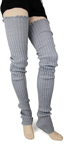 Foot Traffic Women's Cable-Knit Leg Warmers (Grey, Super Long)