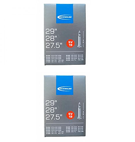 2 x Schwalbe Unisex – Erwachsene Fahrradschlauch SV19 40/62-584/635 EK 40 mm Fahrradzubehör, schwarz, 27,5 29 Zoll