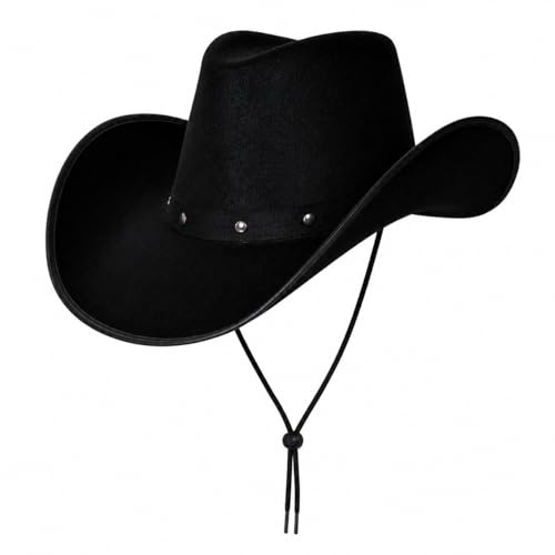 Wicked Costumes Black Cowboy Hat for Men & Women – Western Texas Fancy Dress Hat for Festivals, Rodeo & Country Music Events