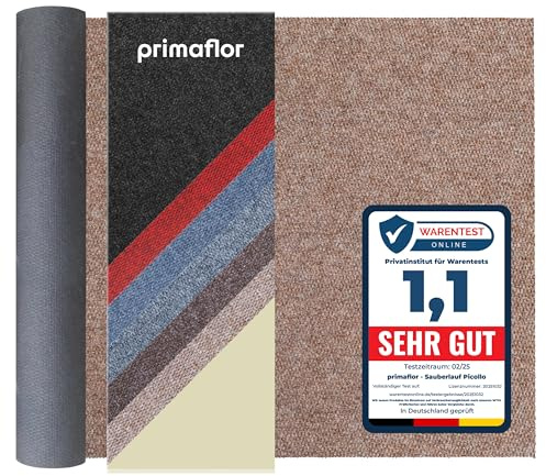 Primaflor Sauberlauf PICOLLO Beige 1,00m x 5,00m, Rutschfester Schmutzfangläufer Meterware, Robuster Küchenläufer nach Maß, Zuschneidbarer Teppichläufer, Eingangsmatte für Flur und Windfang