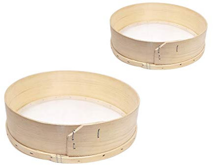 Tamiz, tamiz de harina-Set{2} unidades. Varios tamaños de madera natural, New