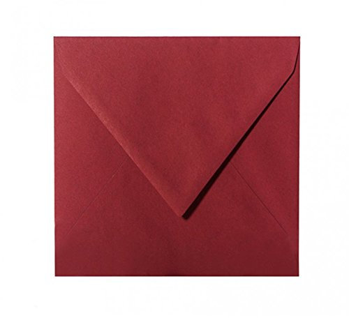 Paper24 100 quadratische Briefumschläge 125 x 125 mm, 12,5x12,5 cm, 120 g/m² mit Dreieckslasche Farbe: 24 Bordeaux
