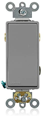 Leviton 5623-2GY Light Switch, Decora Plus Rocker Switch, Commercial Grade, 20A, 3-Way - Gray