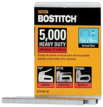 BOSTITCH BTA704-5C Heavy Duty Domestic Use Staples, 1/4 x 2/5-Inch, 5000-Pack