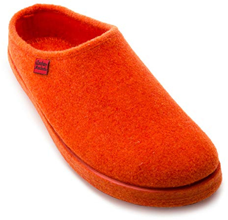 Andrés Machado Unisex Home Slippers for Men & Women - Warm Winter Sliders – AM001 – Made of felt – Anti-Slip rubber outsole - Orange - Size 8 UK Men/8.5 UK Women/EU 44