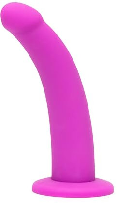 Lovehoney Curved Dildo - 7 Inch Suction Cup Dildo - Flexible Anal Sex Toys for Men and Women - Harness Compatible Strap On - Smooth Silicone Adult Sex Toy - Waterproof - Purple