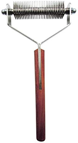 Mars Coat King Double Wide Dematting Undercoat Grooming Rake Stripper Tool for Dogs and Cats, Stainless Steel with Wooden Handle, Made in Germany, 30-Blade