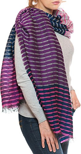 ufash Pashmina Wollschal - elegant und besonders weich, aus Punjab, Indien - 180 x 70 cm, Violett