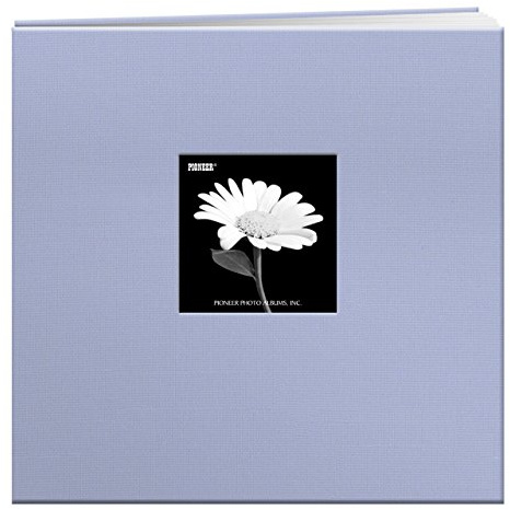 Pioneer 12 Inch by 12 Inch Postbound Fabric Frame Cover Memory Book, Heavenly Blue
