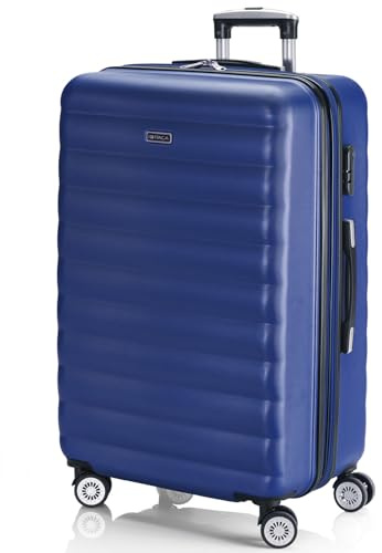 ITACA - Valise Grande Taille 23Kg Rigide Spacieuse XL pour Soute Avion Ultra Résistante Valise Extensible avec Cadenas À Combinaison Idéale pour Voyages Longs Et Moyens Séjours, Bleu