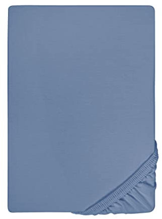 biberna 0077144 Spannbetttuch Feinjersey (Matratzenhöhe max. 22 cm), gekämmte Baumwolle, superweich 1x 180x200 cm - 200x200 cm, blau