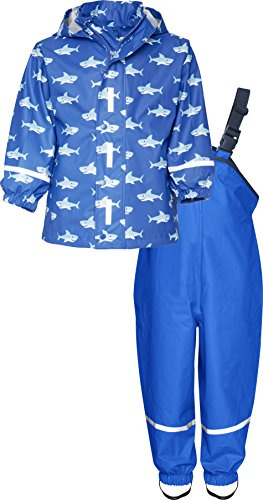Playshoes Regen-Set Hai Allover Capo d'Abbigliamento, Blu, 104 Unisex-Bambini e Ragazzi
