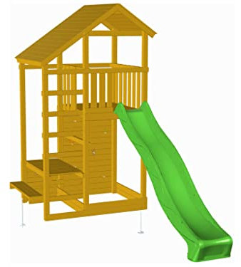 | MASGAMES | Parque infantil MASGAMES TEIDE XL | Altura plataforma 150 cm | Rampa de tobogán con conector a manguera | Pared de escalada | Anclajes incluidos | Homologado para uso doméstico |