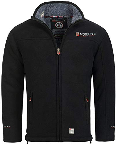 Geographical Norway UREKA Herren Fleece Jacke Fleecejacke warm Teddyfell Futter Gr. S-XXXL (XXL, Schwarz)