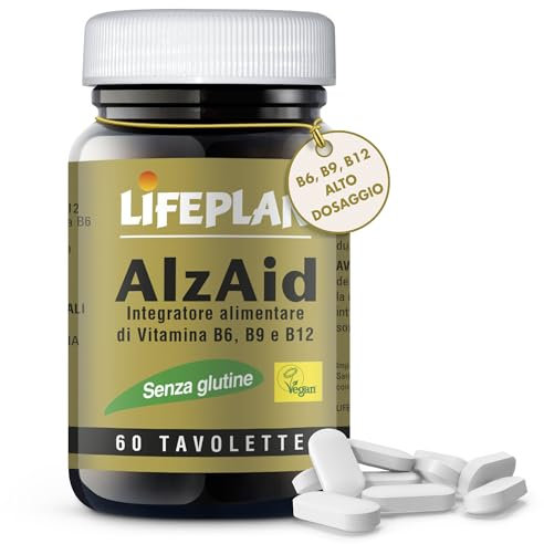 Vitamina B6 B9 B12 Acido Folico (60 Compresse Vegan, Scorta 4 Mesi) LIFEPLAN Alzaid - Integratori Stanchezza con Complesso Vitamina B complex, Vitamina B12, Vitamina B9, Vitamina B6, Vitamine gruppo B