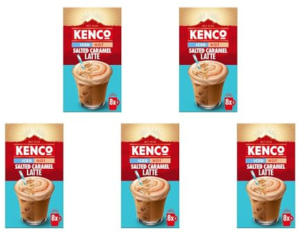 Kenco Iced Hot Salted Caramel Latte Sachets x8 (Pack of 5, Total 40 Sachets)