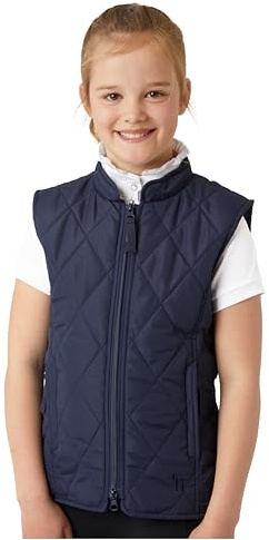HORZE Kid's Unisex Quilted Softshell Lightweight Windproof Equestrian Riding Vest | Size Chart in Image - Peacoat Dark Blue - XL