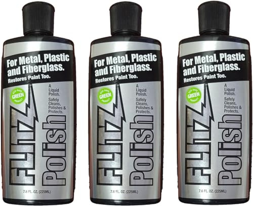 Flitz Multi Purpose Metal Polish Liquid - 7.6oz Bottle of USA-Made Tarnish Remover - For Aluminum, Chrome, Brass, Nickel, Silver - Non-Abrasive Metal Cleaner and Polish, Restorer (3 Pack)