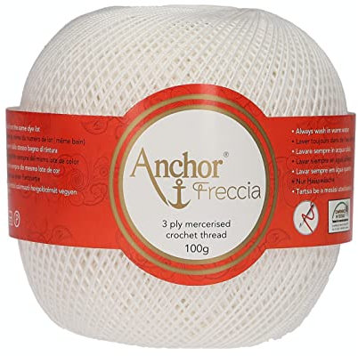 Anchor 4770006-07901 Häkelgarne, 100% Baumwolle, 7901, Stärke 6, 163 Gramm