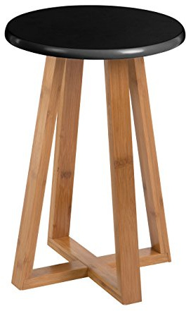 Premier Housewares Viborg Round Bamboo Stool - Black