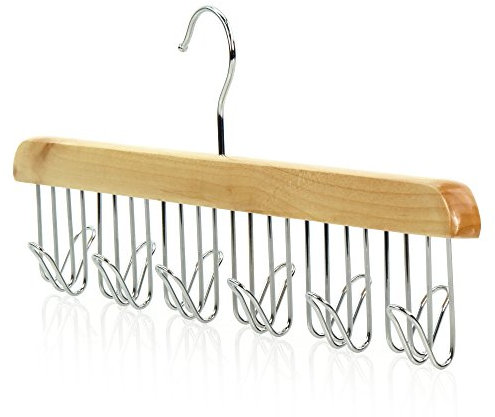 Naturfarbener Holz Gürtelbügel - 12 Haken - Hangerworld