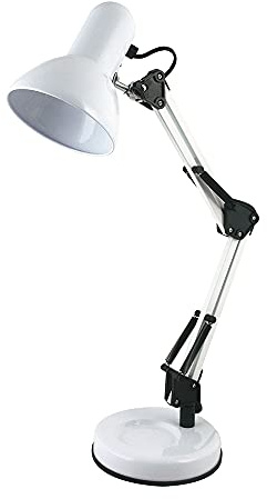 homelife for easy living 35W Swing Poise Hobby Desk Lamp - Tilt/Swivel Head - 35cm Swing Arm - Max. Height 52cm - Weighted Base with Desk Tidy - Inline Switch - L945WH - White