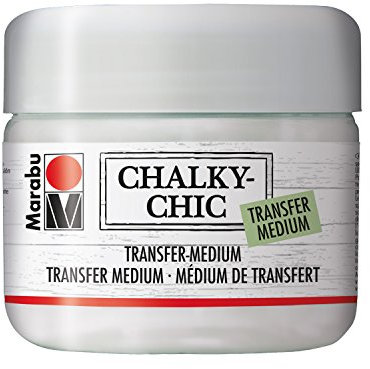 Marabu 02620025852 - Chalky Chic Transfer Medium, transparent 225 ml, zum Übertragen von Papierausdrucken aus dem Laserdrucker auf Holz, Glas, Metall und viele andere Untergründe