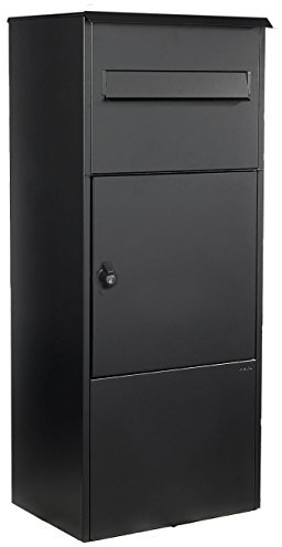 mefa Buzón Oak (480) de profundidad negro estructura RAL 9005 Buzón de cartas + Paquetes Extracción delantero vorreiber Candado