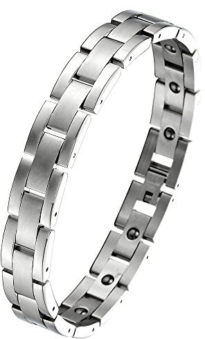 COOLSTEELANDBEYOND Zeitlos Magnetische Edelstahl-Armband für Herren mit Magnete Farbe Silber, Link-Tool zum Entfernen Enthalten
