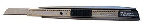 Cutter A300 GR Premiumkvalitet i metall inkl. blad (skärkniv, universalkniv, pysselkniv, mattkniv, skärverktyg, vliga blad, bra knivfixering, manuell bladrening)