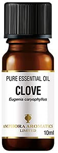Clove (Bud), Pure Essential Oil. In a 10ml Amber Glass Dropper Bottle