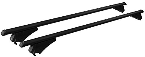 MENABO TIGER BLACK XL 000086000000 Barra Portatutto da Tetto nere, per Auto con Railing Aperti, Nero, 135 cm, Portata 75 kg, Sistema T-Slot 20 mm