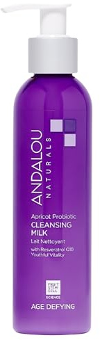 Andalou Naturals Age Defying Apricot Probiotic Cleansing Milk | Gentle Daily Hydrating Face Cleanser For Dry, Dehydrated Skin| With Fruit Stem Cell Complex | 6 fl oz
