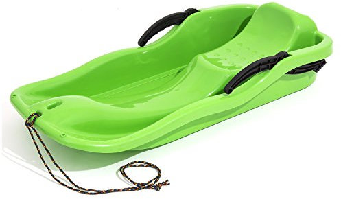 NEUSTANLO | Bobschlitten Race | Grün | hochwertiges Kunststoff | inkl. Zugseil und Bremshebel | ideal auch als Rodel, Bob, Schlitten oder Schneegleiter