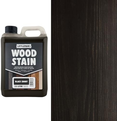 Littlefair's Wood Stain Water-Based - (Black Ebony) – Non-Toxic, Eco-Friendly & Quick Drying - Easy-to-Apply, Concentrated Formula for All Wood Types – 2.5 LTR