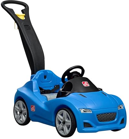 Step2 Whisper Ride Cruiser Kids Push Car, Ride On Toy, Stroller Substitute, Includes Seat Belt & Horn, Made of Durable Plastic, Max Weight 50 lbs., For Toddlers 1.5-4 Years Old, Blue