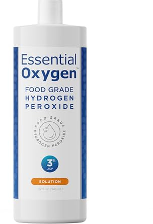 Essential Oxygen Food Grade Hydrogen Peroxide 3%, Natural Cleaner, Refill, 32 Fl Oz