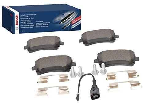 Bosch BP1018 - Auto Bremsbeläge hinten - Bosch-Qualität - für leises Bremsen mit wenig Staub - ECE-R90 zertifiziert - kupferfrei - 1 Set mit 4 Bremsbelägen - Mit Zubehör