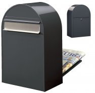 Bobi Classic B Briefkasten RAL 7016 grau, Klappe aus Edelstahl Zaunbriefkasten