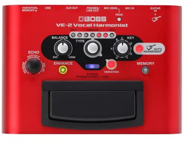BOSS VE-2 Vocal Echo Pedal for Singing Guitarists | Real-Time Vocal Harmonies and Effects | Create Harmonies with Manual Key Selection | Connect Guitar for Auto Harmony Function | 24 Harmony Types