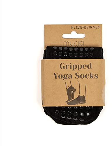 Myga Yoga Socks - Non-Slip Sticky Grip perfect for Yoga, Pilates, Barre, Ballet, Dance & Sports - Skid Resistant with Gel Grips for Barefoot Workouts - Ideal for Home, Gym & Studio - Large