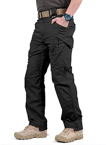Loeay Pantalones de Combate para Hombre Pantalones de Carga tácticos Militares de la Ciudad Pantalones de ejército Swat Pantalones con múltiples Bolsillos elásticos Negro XXXL